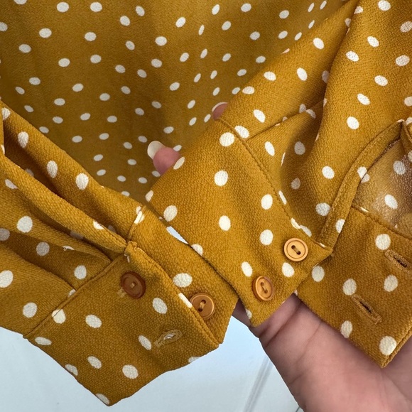 All in Favor Mustard Polka Dot Blouse - Picture 4 of 5